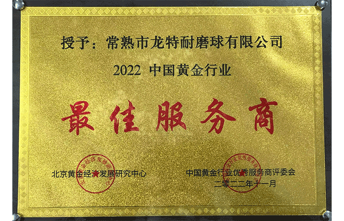 In 2022, Longte wear-resistant ball won the Best Service Provider in China's gold industry